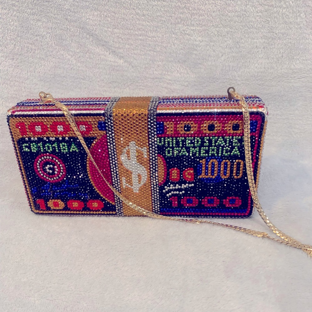 Womens colorful “Swarovski “ clutch